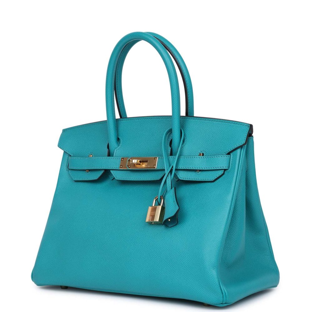 Hermes Birkin 30 Bleu Paon Epsom Gold Hardware - Image 5
