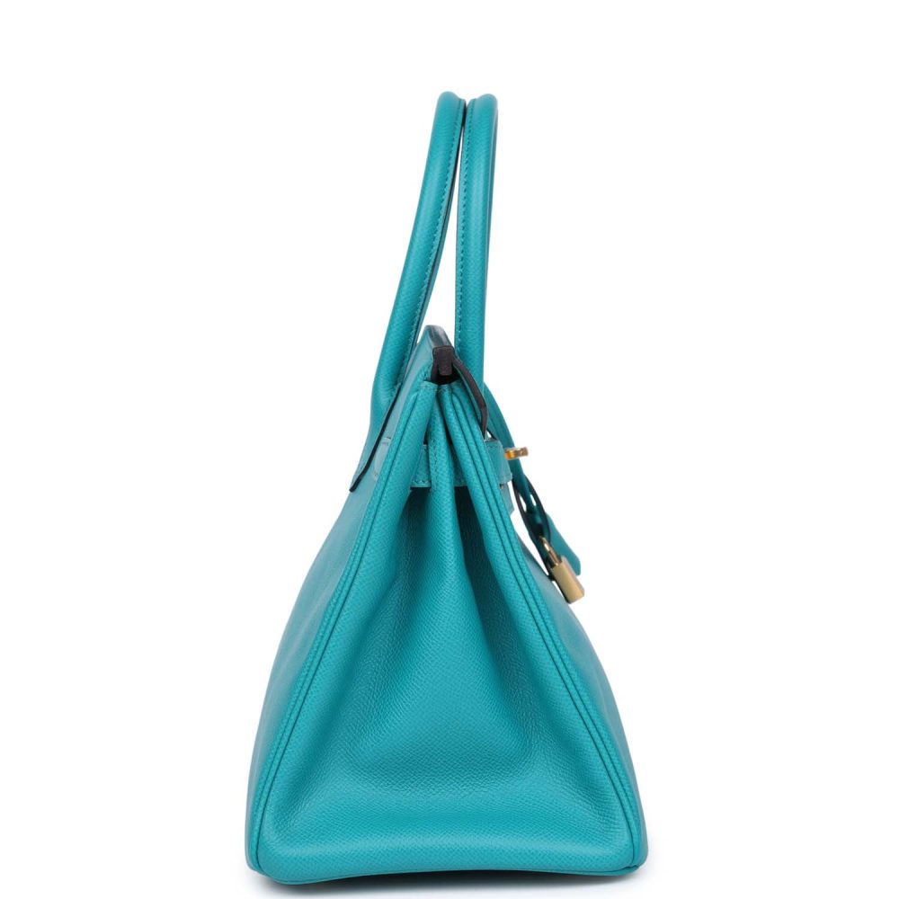 Hermes Birkin 30 Bleu Paon Epsom Gold Hardware - Image 3