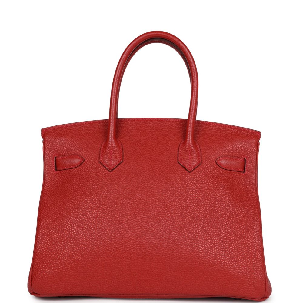 Pre-owned Hermes Birkin 30 Vermillon Togo Palladium Hardware - Image 5