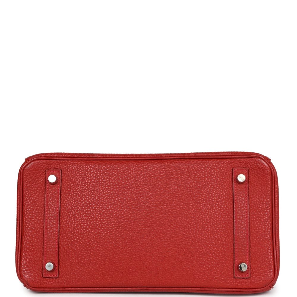 Pre-owned Hermes Birkin 30 Vermillon Togo Palladium Hardware - Image 6