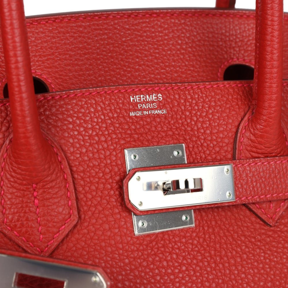 Pre-owned Hermes Birkin 30 Vermillon Togo Palladium Hardware - Image 7