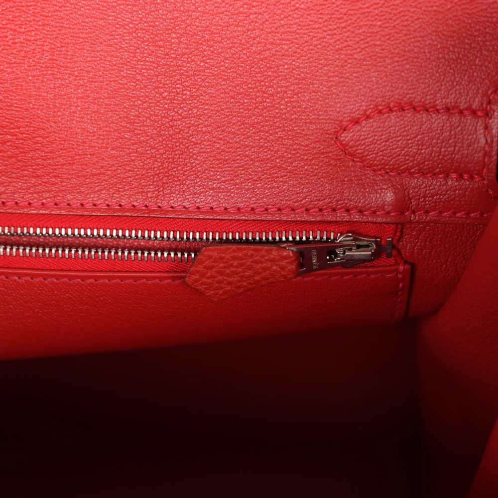 Pre-owned Hermes Birkin 30 Vermillon Togo Palladium Hardware - Image 9