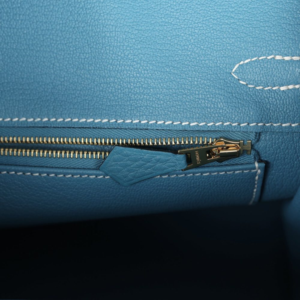 Hermes Birkin 25 Blue Jean Togo Gold Hardware - Image 9