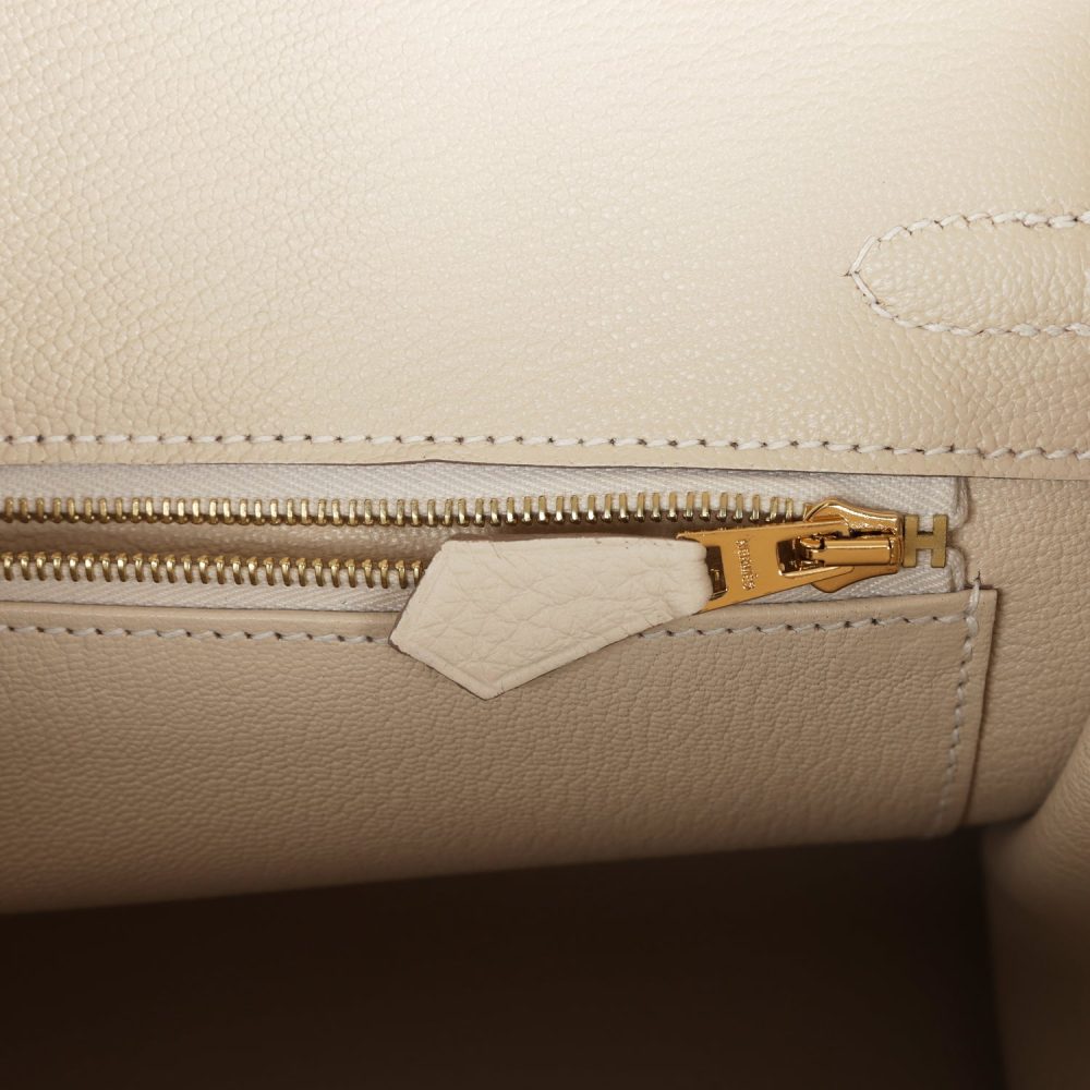 Hermes Birkin 25 Craie Togo Gold Hardware - Image 9