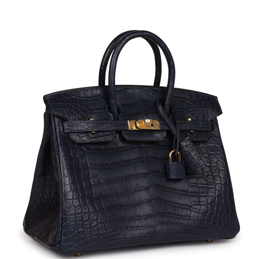 Hermes Birkin 25 Bleu Indigo Matte Alligator Gold Hardware - Image 2