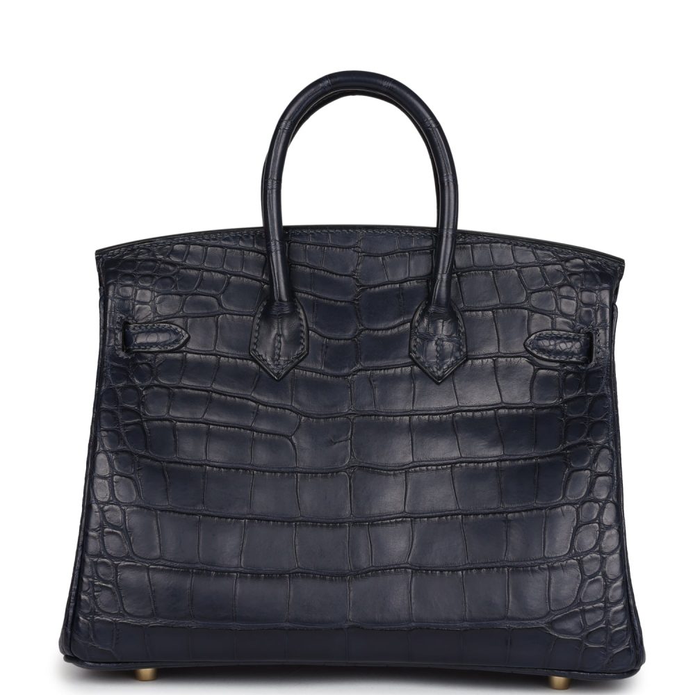 Hermes Birkin 25 Bleu Indigo Matte Alligator Gold Hardware - Image 4