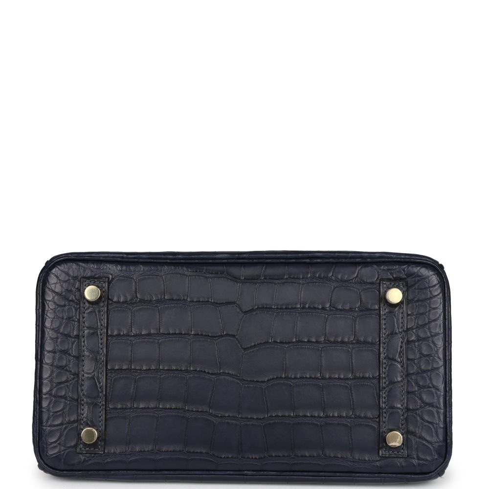 Hermes Birkin 25 Bleu Indigo Matte Alligator Gold Hardware - Image 6
