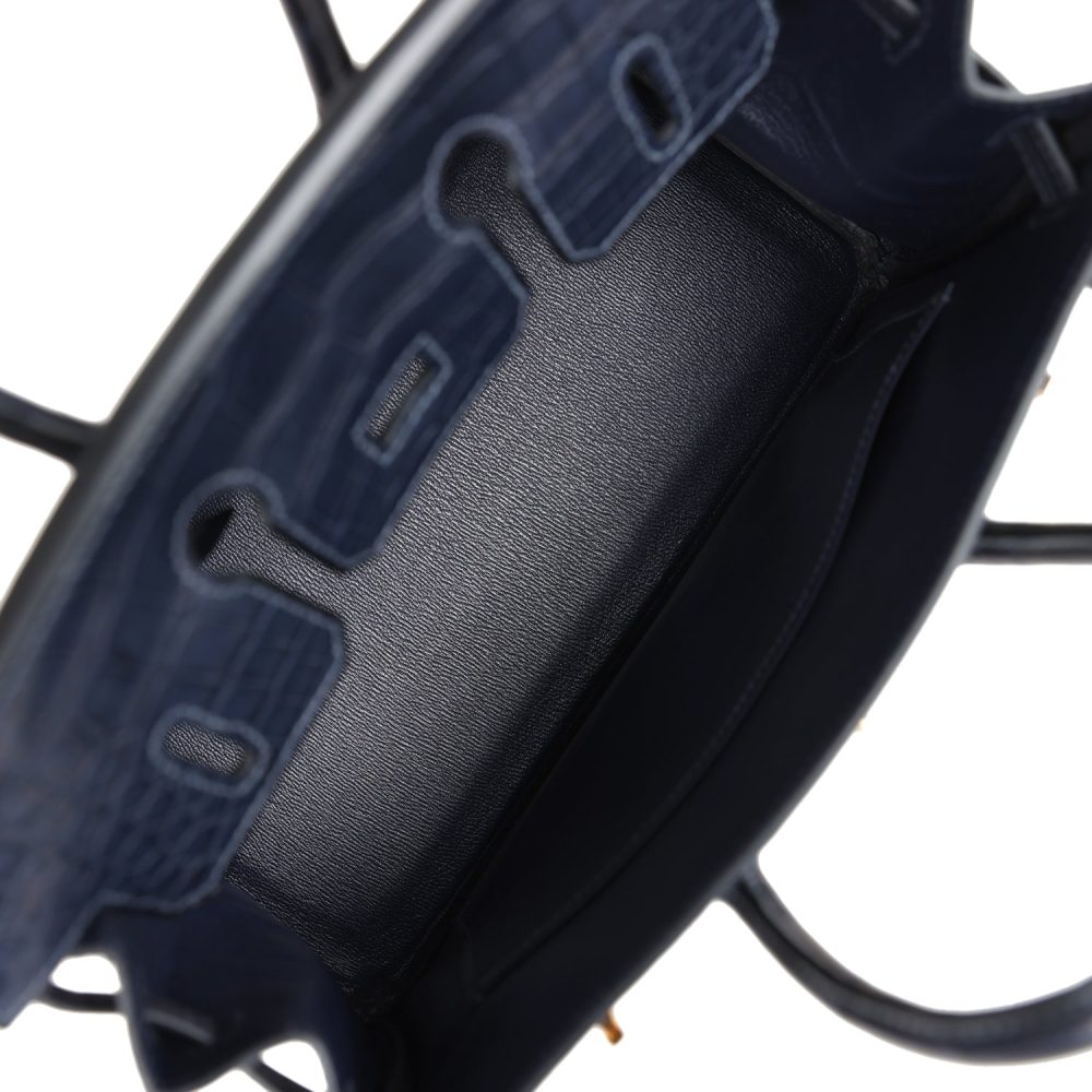Hermes Birkin 25 Bleu Indigo Matte Alligator Gold Hardware - Image 7