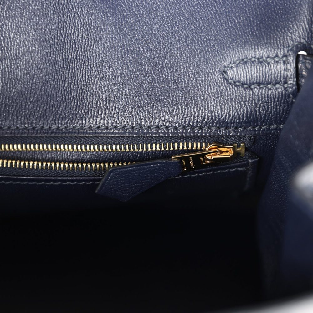 Hermes Birkin 25 Bleu Indigo Matte Alligator Gold Hardware - Image 8