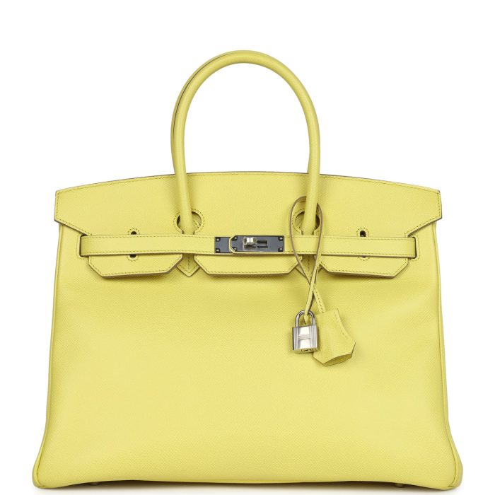 Pre-owned Hermes Birkin 35 Soufre Epsom Palladium Hardware