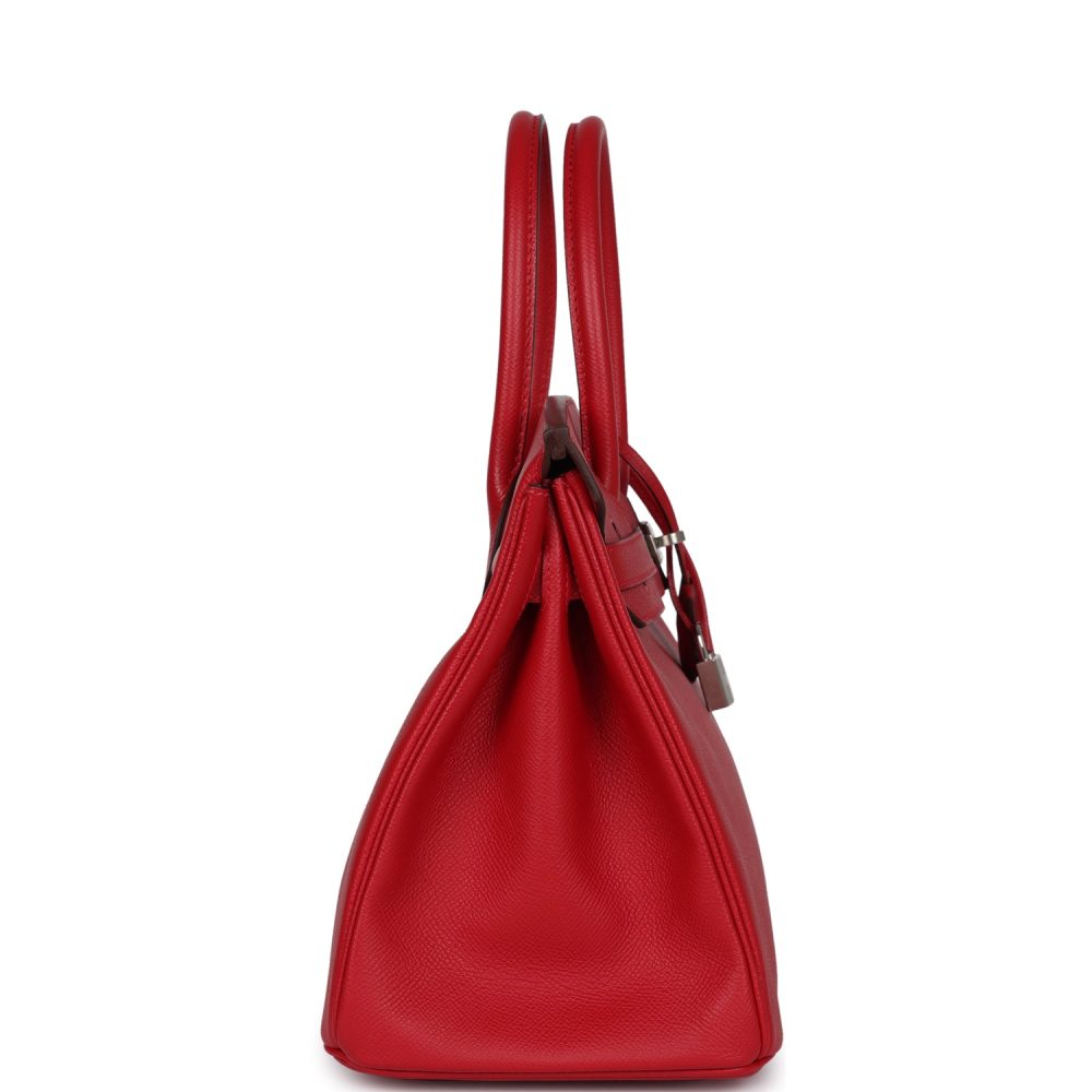 Pre-owned Hermes Birkin 30 Rouge Casaque Epsom Palladium Hardware - Image 4