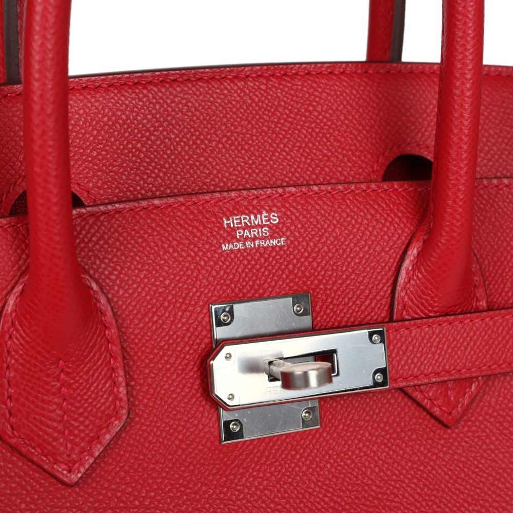 Pre-owned Hermes Birkin 30 Rouge Casaque Epsom Palladium Hardware - Image 6