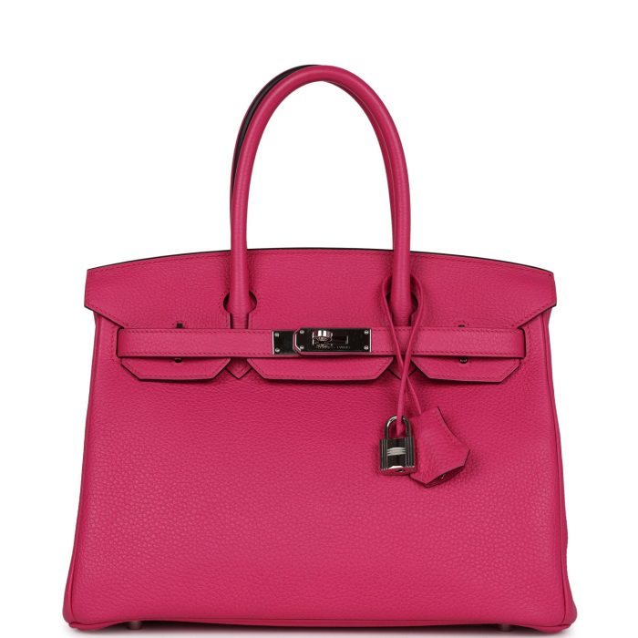 Pre-owned Hermes Birkin 30 Rose Shocking Clemence Palladium Hardware