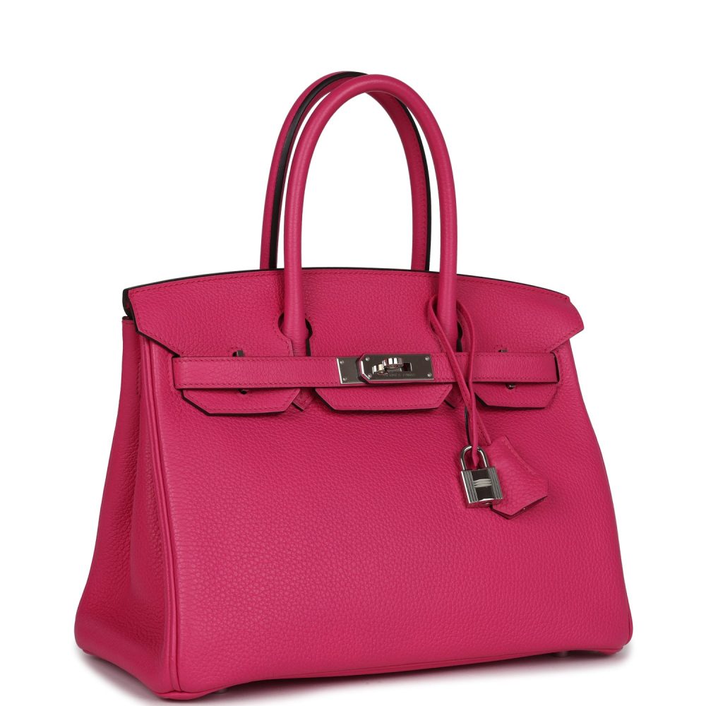 Pre-owned Hermes Birkin 30 Rose Shocking Clemence Palladium Hardware - Image 2