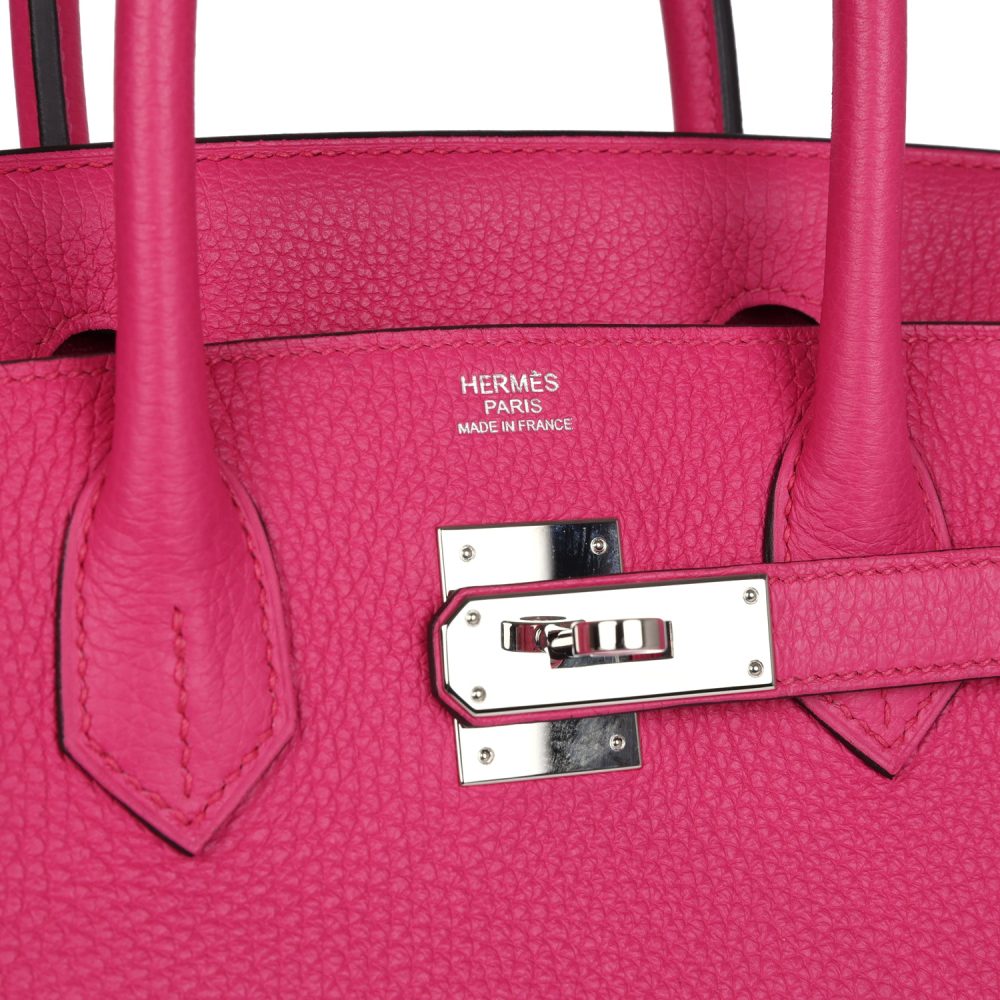 Pre-owned Hermes Birkin 30 Rose Shocking Clemence Palladium Hardware - Image 7