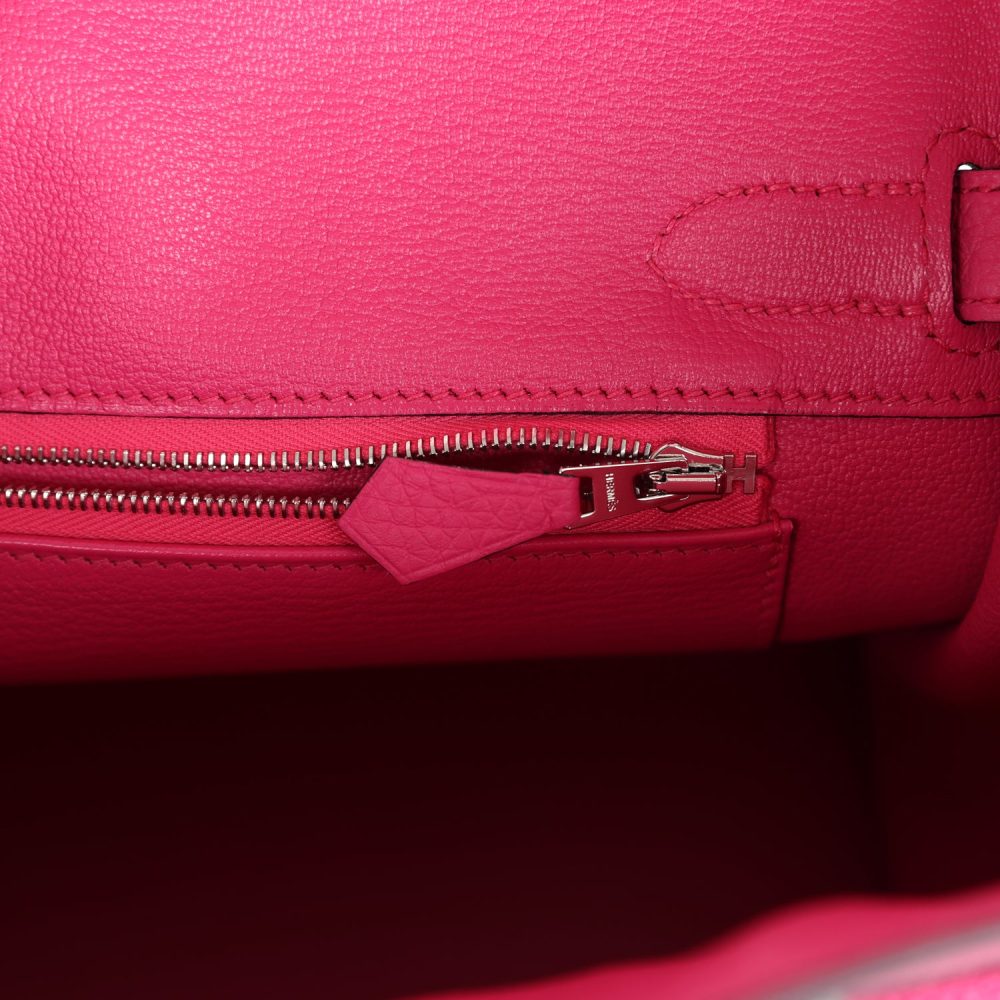 Pre-owned Hermes Birkin 30 Rose Shocking Clemence Palladium Hardware - Image 9