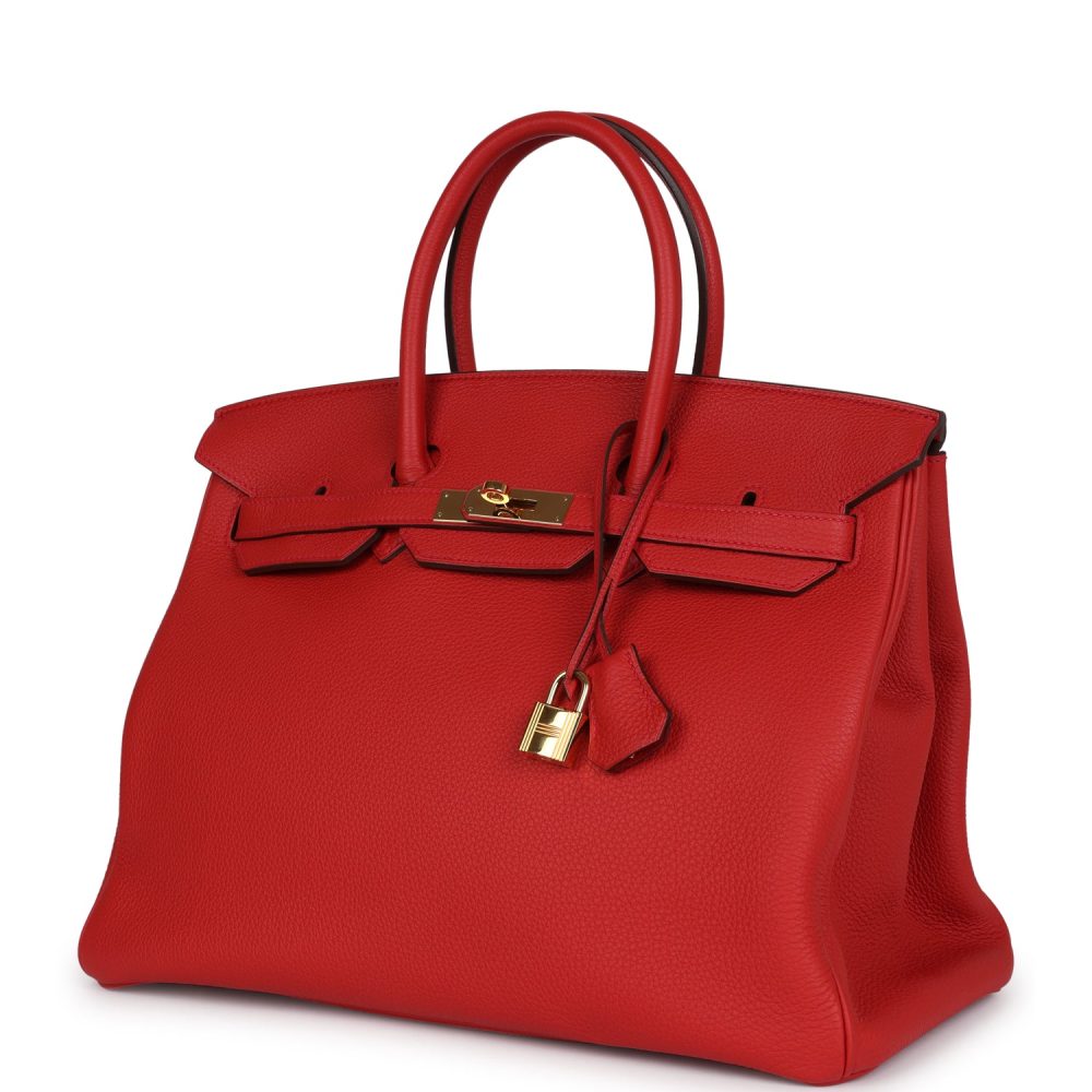 Pre-owned Hermes Birkin 35 Rouge Tomate Togo Gold Hardware - Image 5