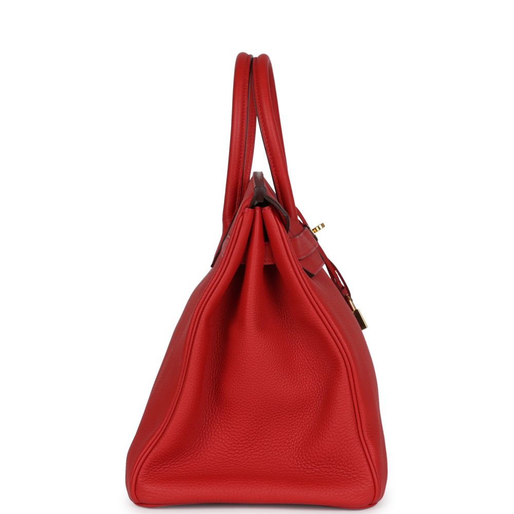 Pre-owned Hermes Birkin 35 Rouge Tomate Togo Gold Hardware - Image 3