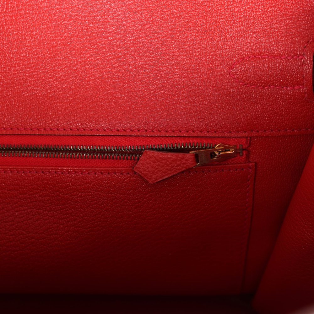 Pre-owned Hermes Birkin 35 Rouge Tomate Togo Gold Hardware - Image 9