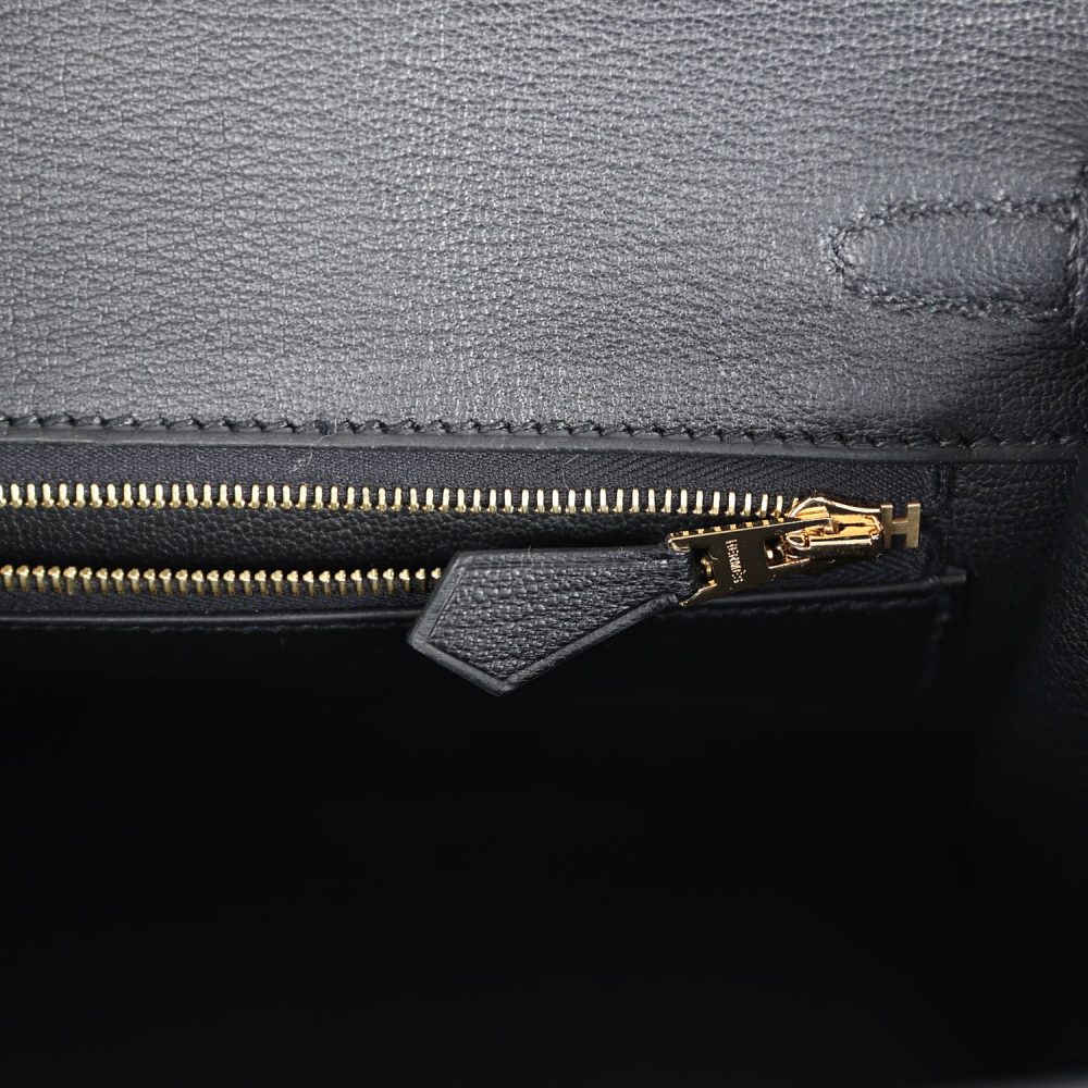 Hermes Birkin 25 Black Shiny Varanus Niloticus Lizard Gold Hardware - Image 9