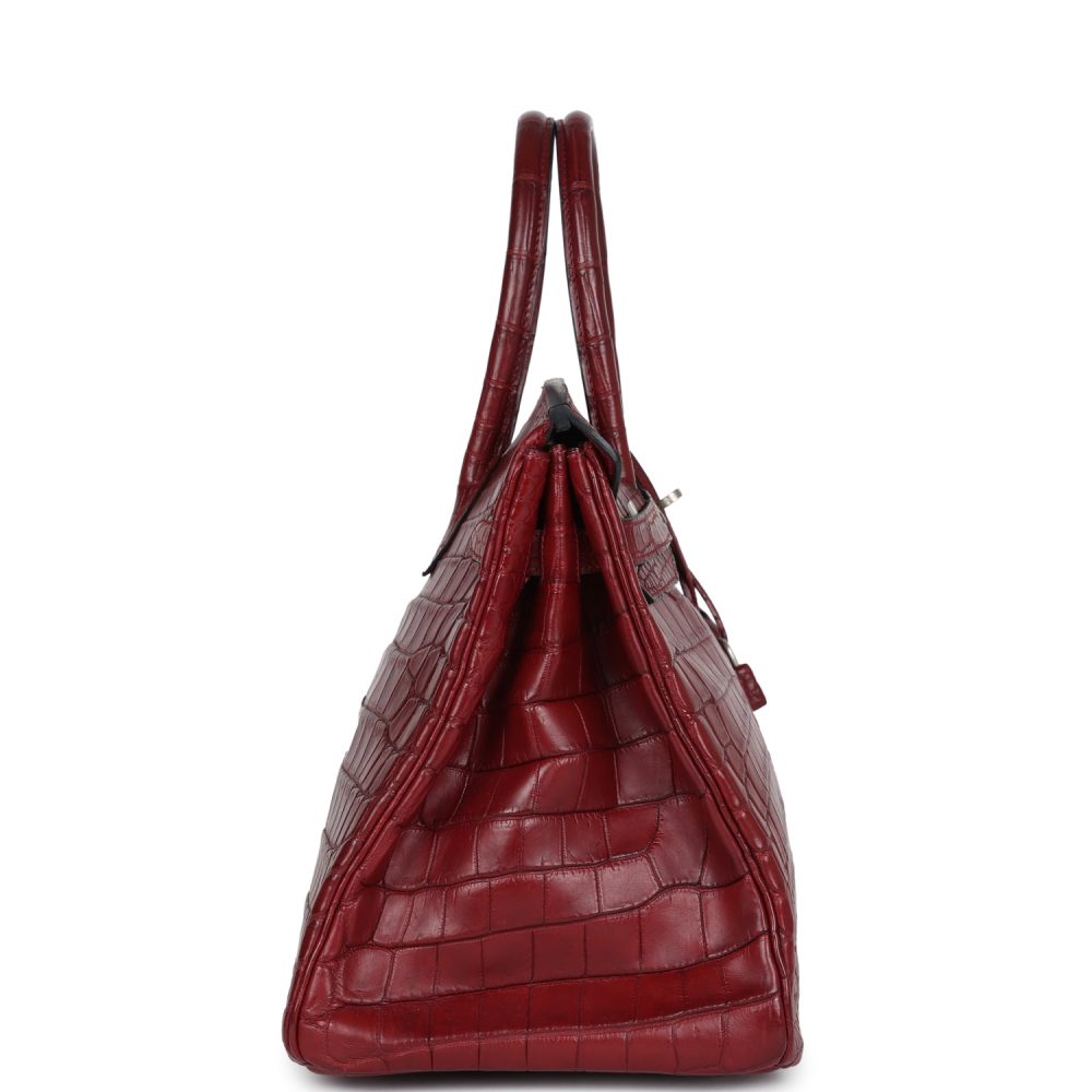 Vintage Hermes Travel Birkin 35 Rouge H Niloticus Crocodile Brushed Palladium Hardware - Image 3
