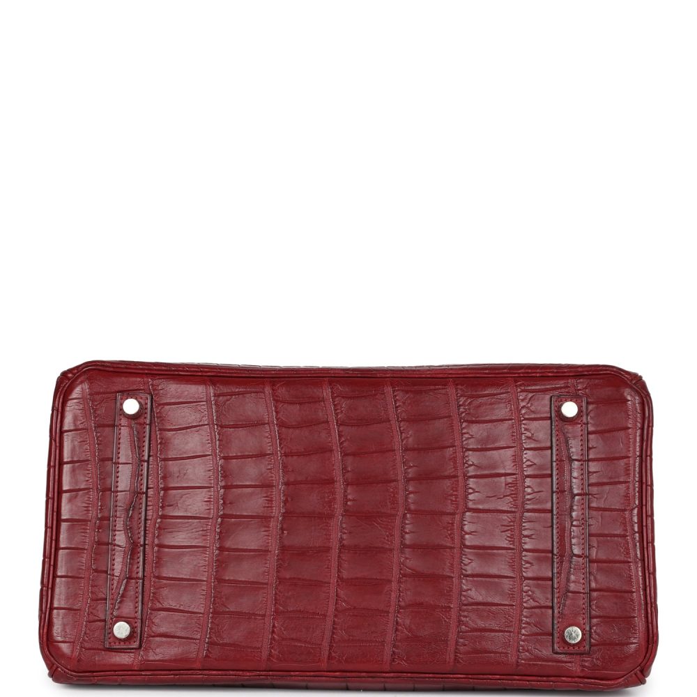 Vintage Hermes Travel Birkin 35 Rouge H Niloticus Crocodile Brushed Palladium Hardware - Image 6