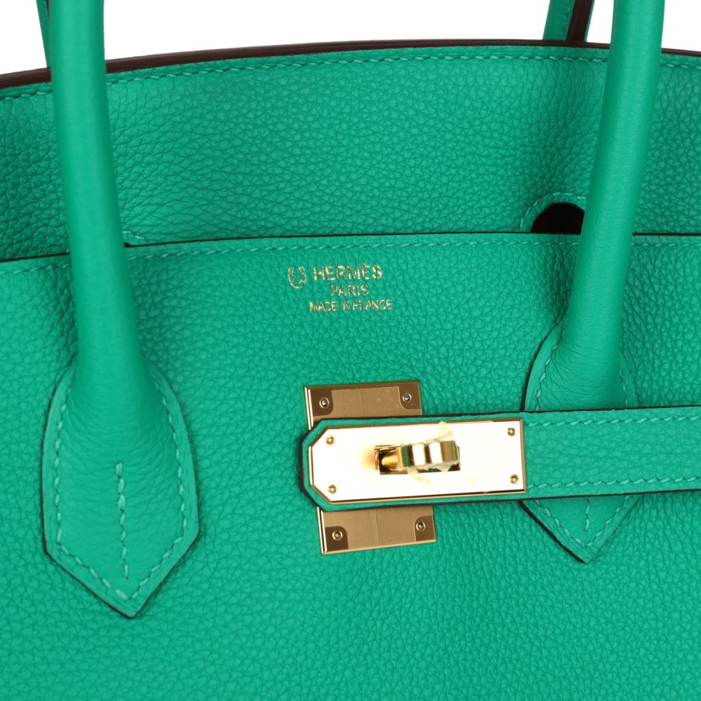 Hermes Special Order (HSS) Birkin 35 Menthe Verso Togo Gold Hardware - Image 7
