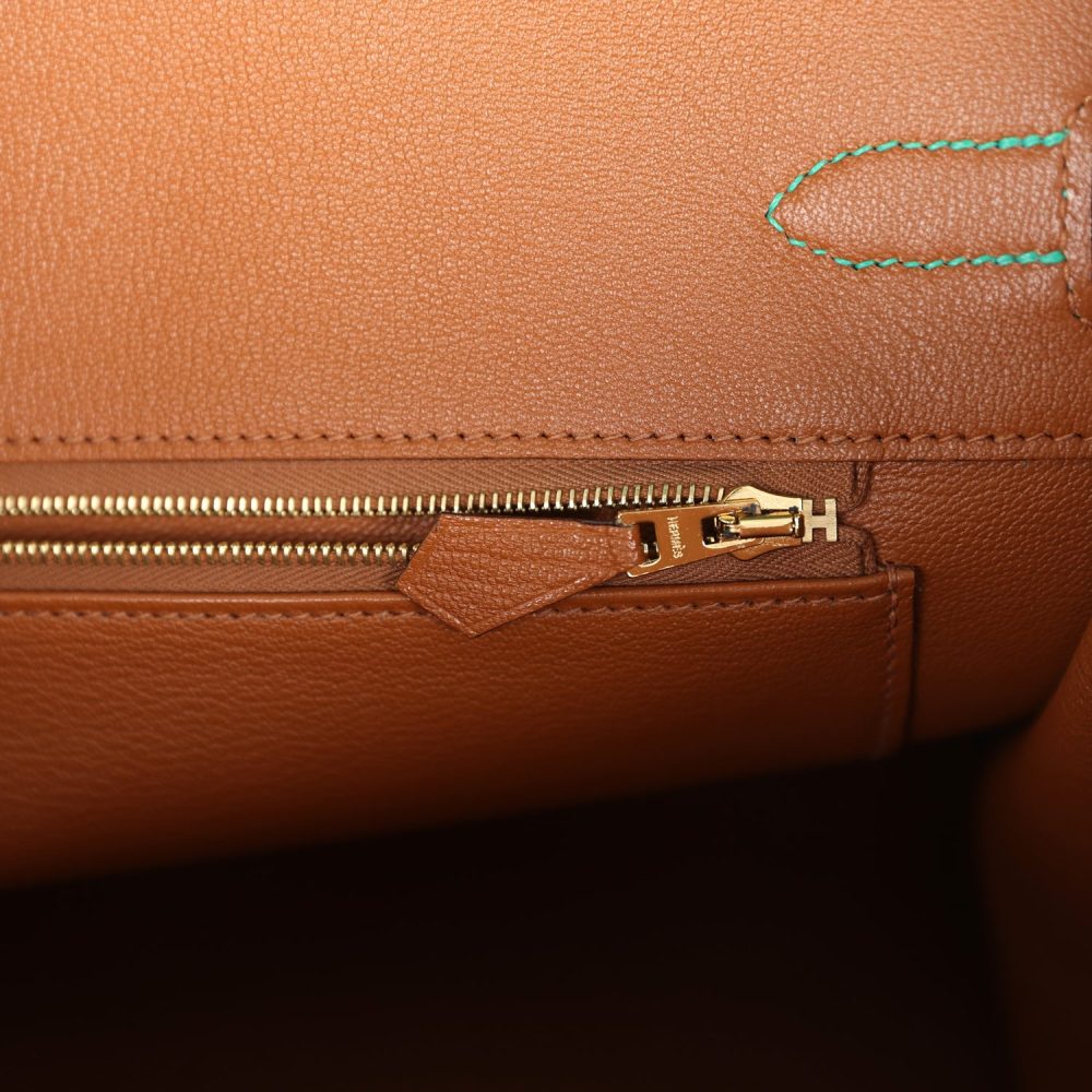 Hermes Special Order (HSS) Birkin 35 Menthe Verso Togo Gold Hardware - Image 9