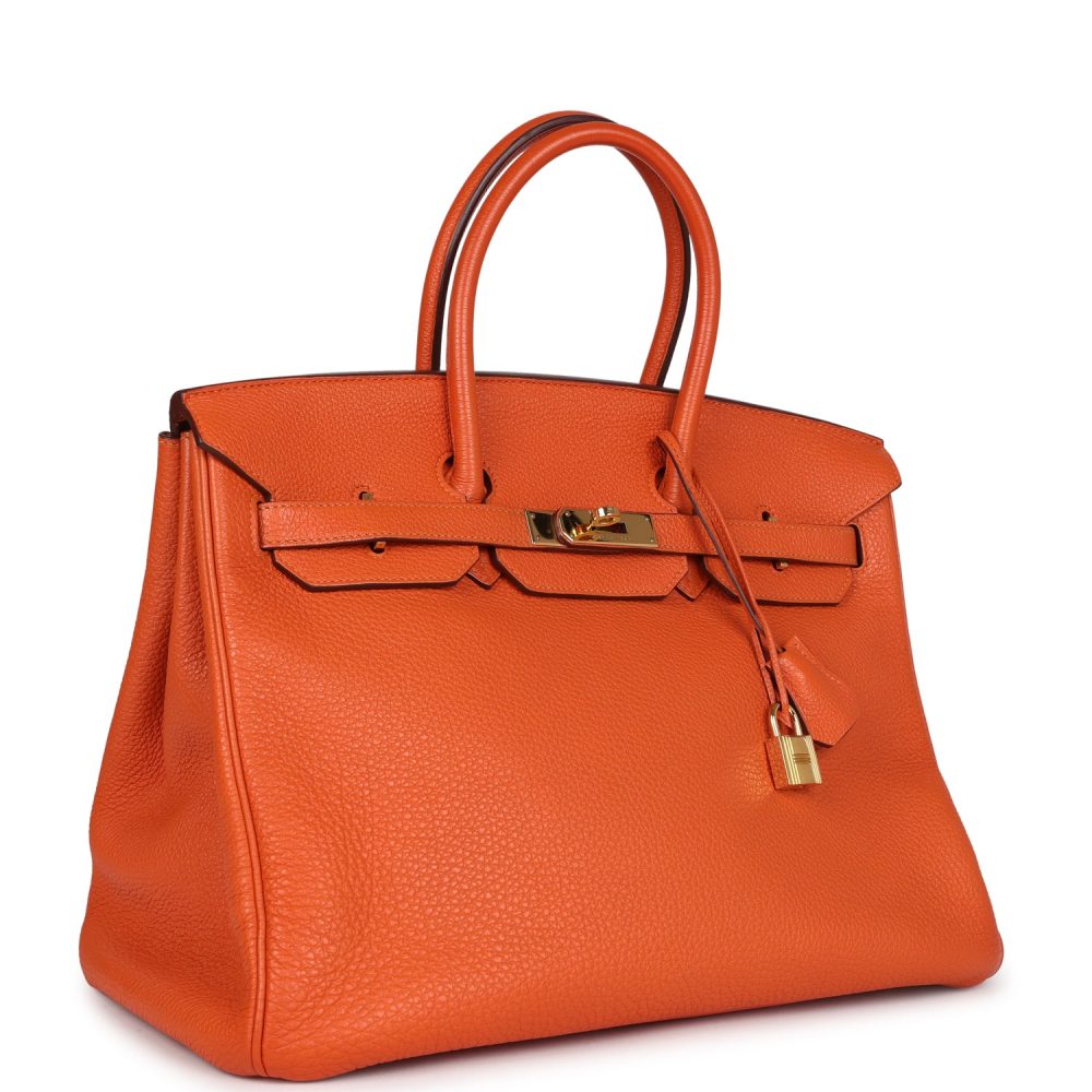 Pre-owned Hermes Birkin 35 Orange Togo Gold Hardware - Image 2