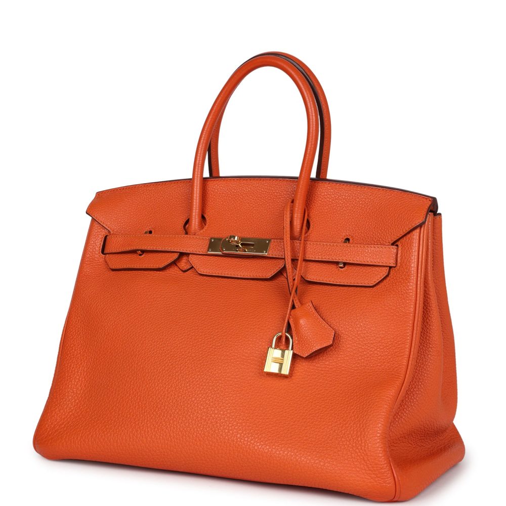Pre-owned Hermes Birkin 35 Orange Togo Gold Hardware - Image 5