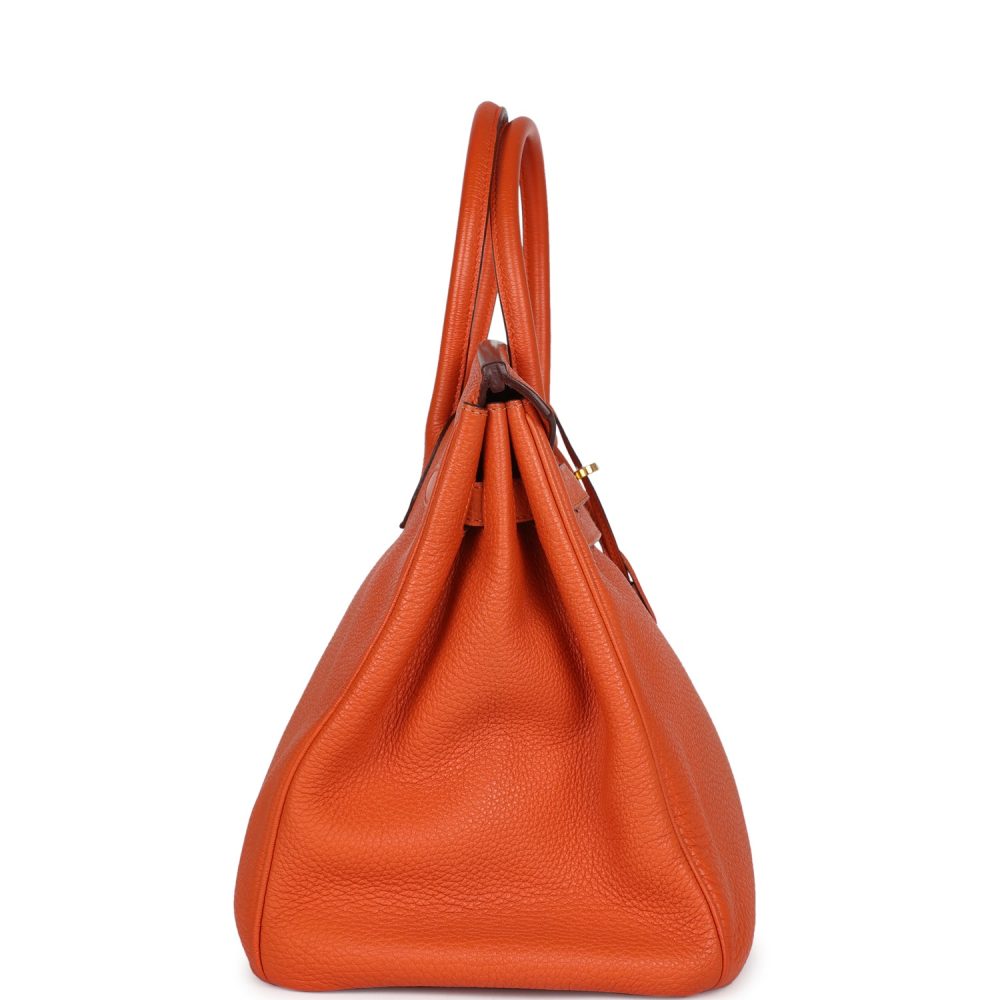 Pre-owned Hermes Birkin 35 Orange Togo Gold Hardware - Image 3