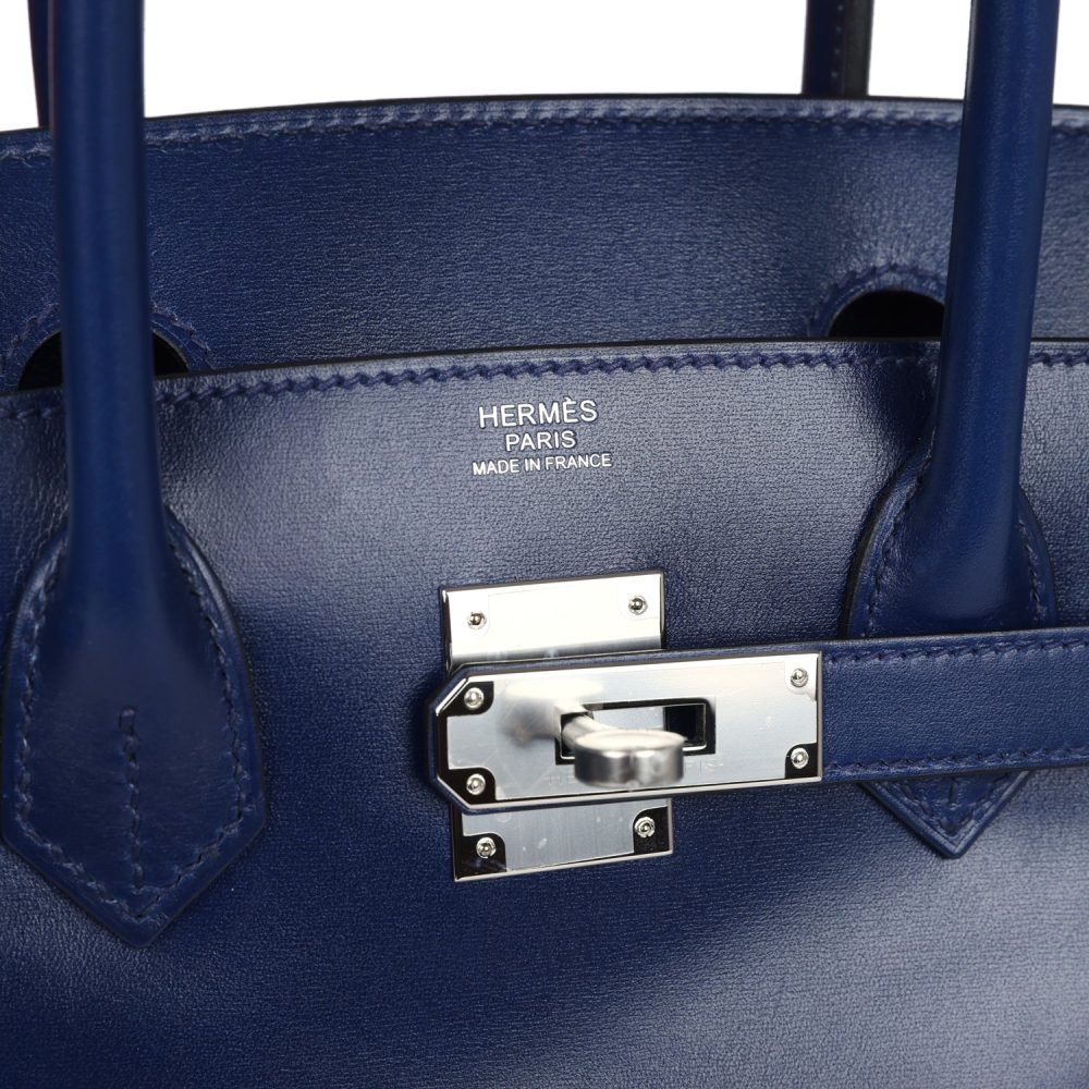 Hermes Birkin 30 Bleu Saphir Box Palladium Hardware - Image 7