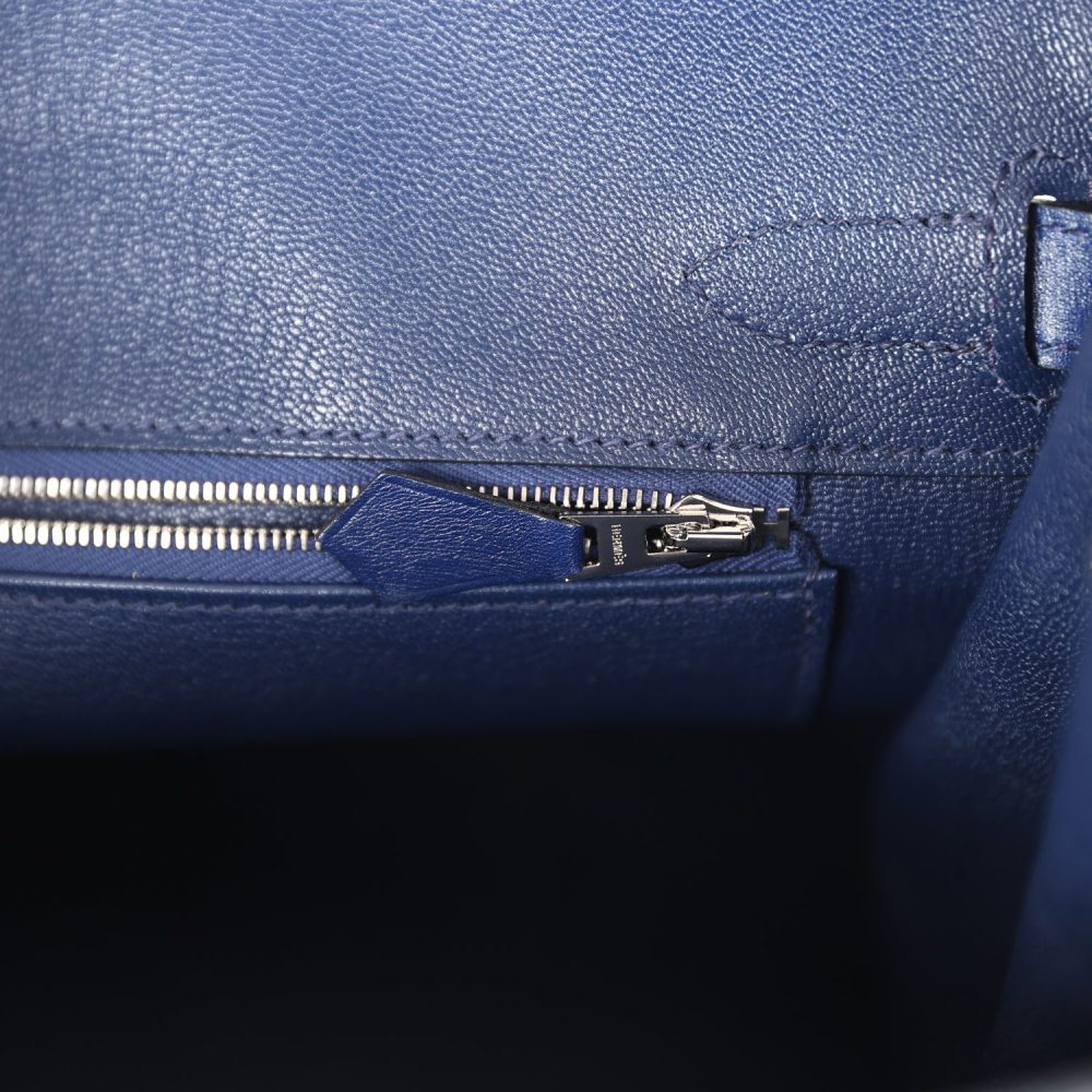 Hermes Birkin 30 Bleu Saphir Box Palladium Hardware - Image 9