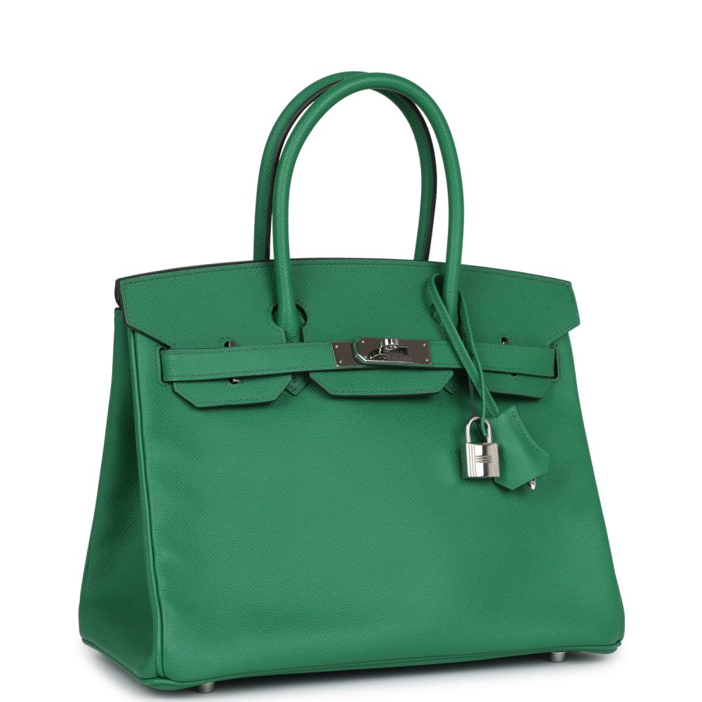 Pre-owned Hermes Birkin 30 Cactus Epsom Palladium Hardware - Image 2