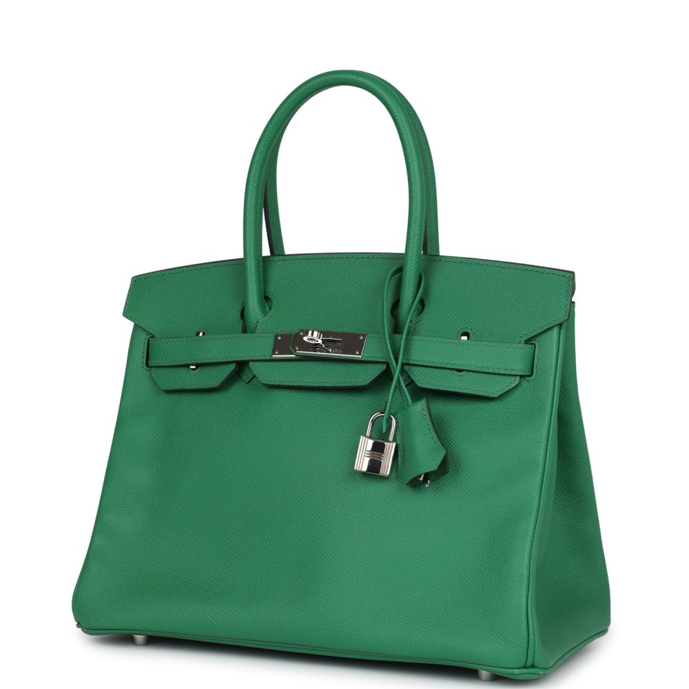 Pre-owned Hermes Birkin 30 Cactus Epsom Palladium Hardware - Image 5