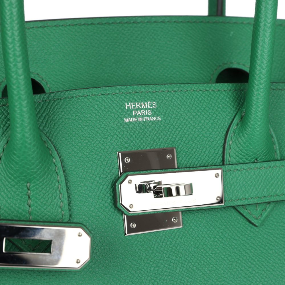 Pre-owned Hermes Birkin 30 Cactus Epsom Palladium Hardware - Image 7