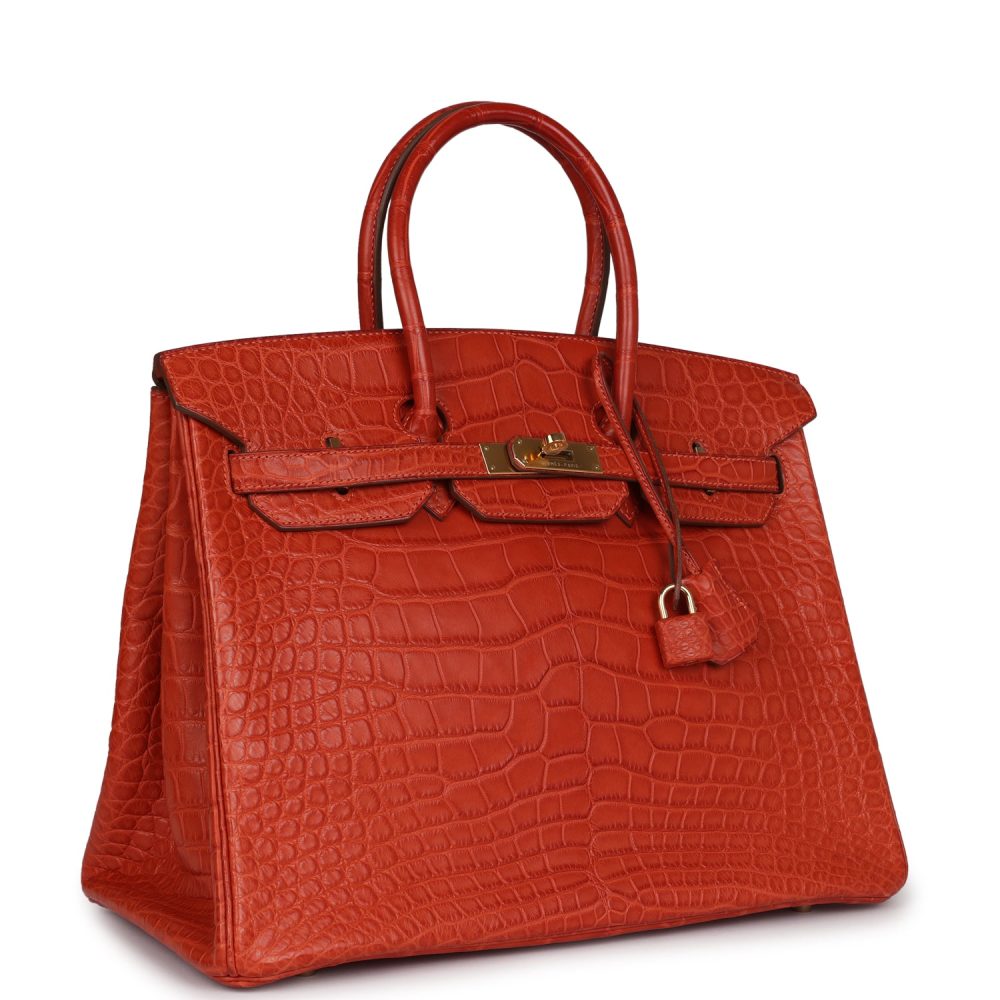 Pre-owned Hermes Birkin 35 Sanguine Matte Alligator Gold Hardware - Image 2