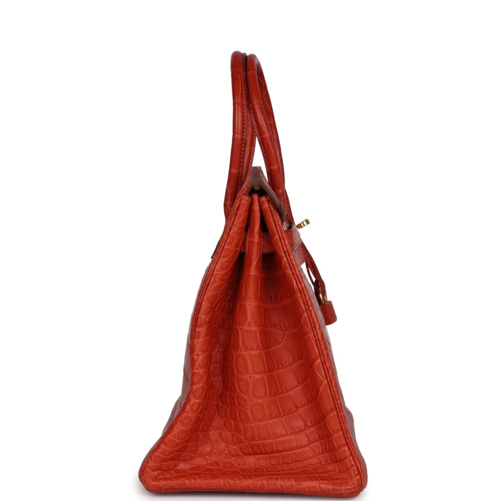 Pre-owned Hermes Birkin 35 Sanguine Matte Alligator Gold Hardware - Image 3
