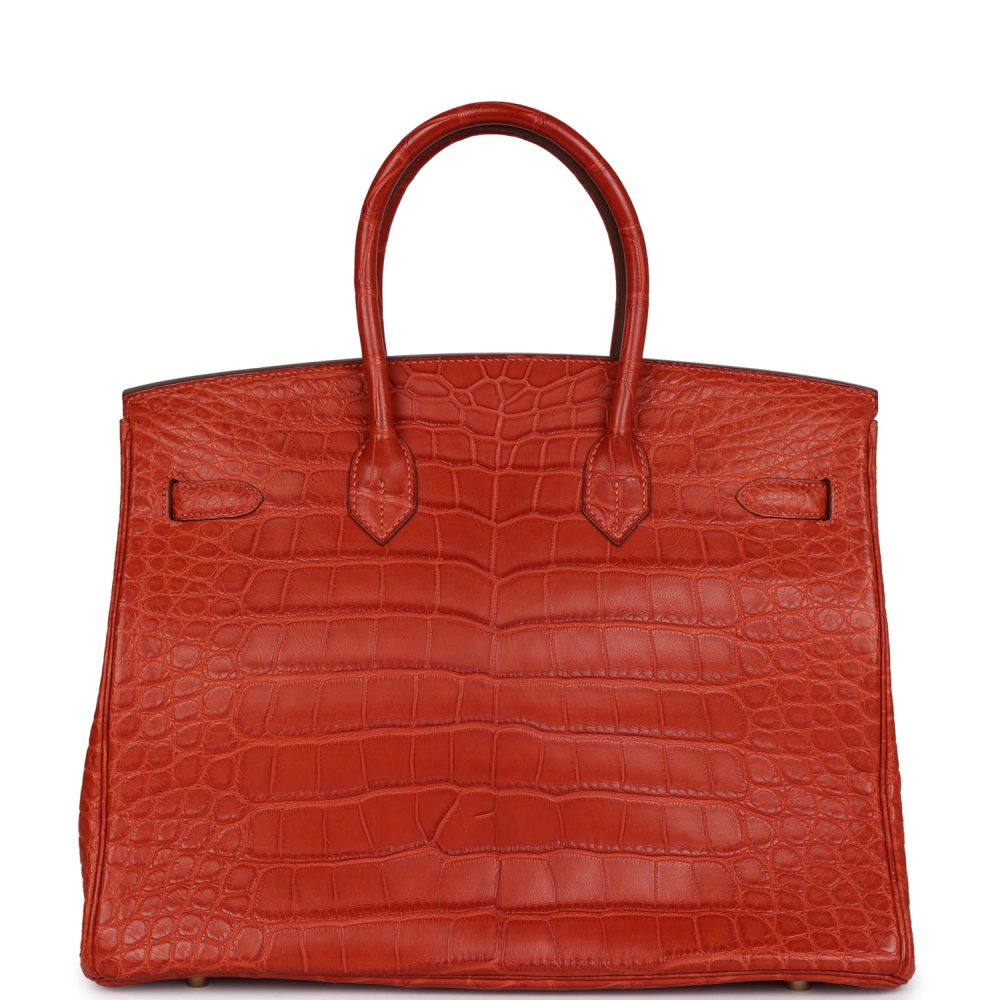 Pre-owned Hermes Birkin 35 Sanguine Matte Alligator Gold Hardware - Image 4