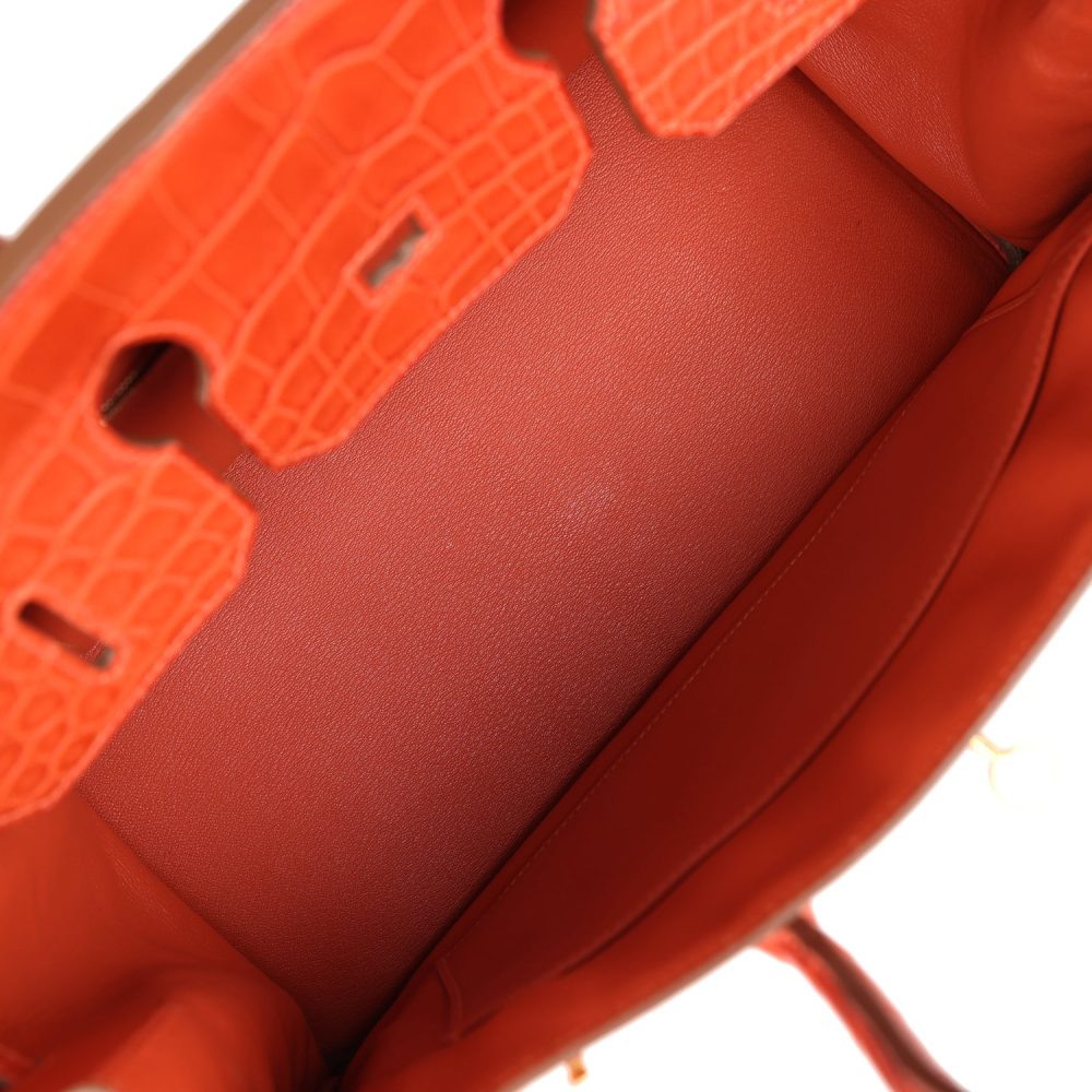Pre-owned Hermes Birkin 35 Sanguine Matte Alligator Gold Hardware - Image 8