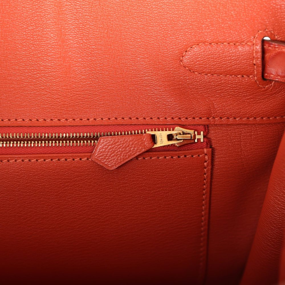 Pre-owned Hermes Birkin 35 Sanguine Matte Alligator Gold Hardware - Image 9