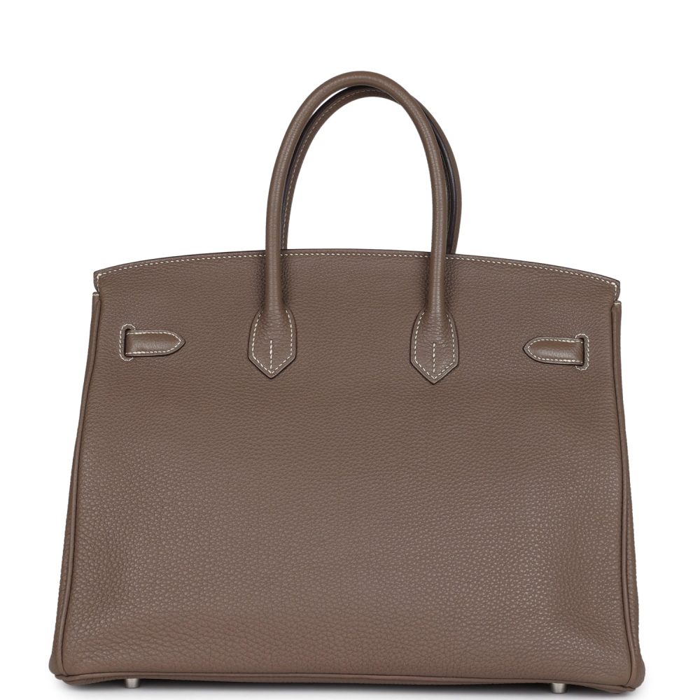 Pre-owned Hermes Birkin 35 Etoupe Togo Palladium Hardware - Image 4