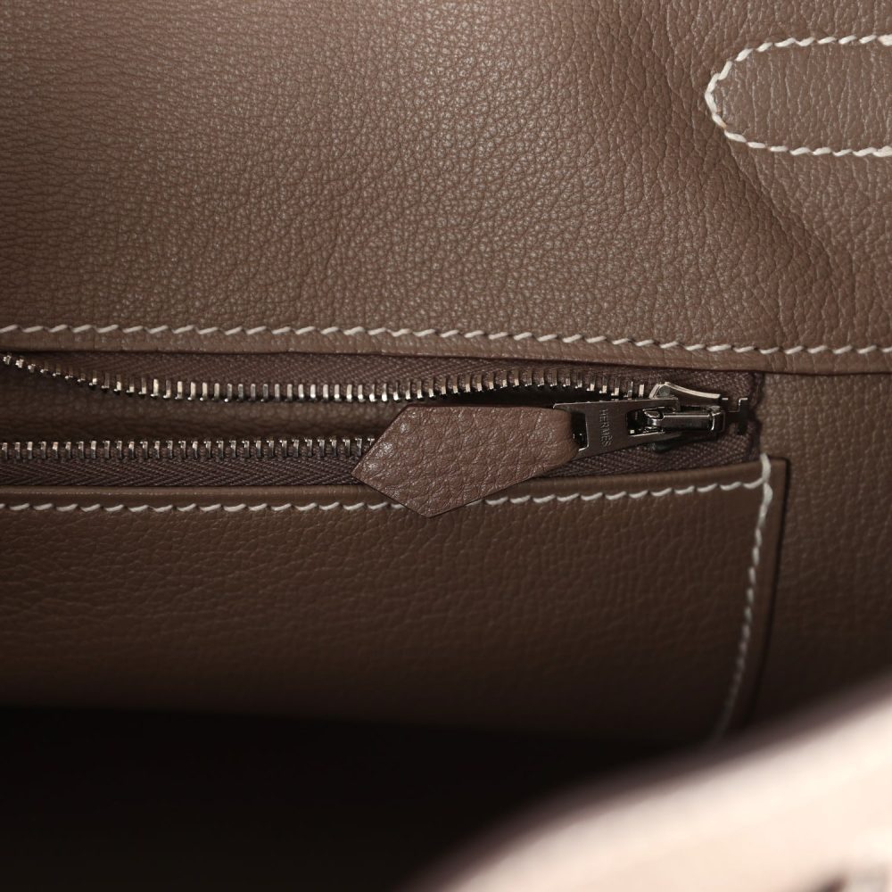 Pre-owned Hermes Birkin 35 Etoupe Togo Palladium Hardware - Image 9