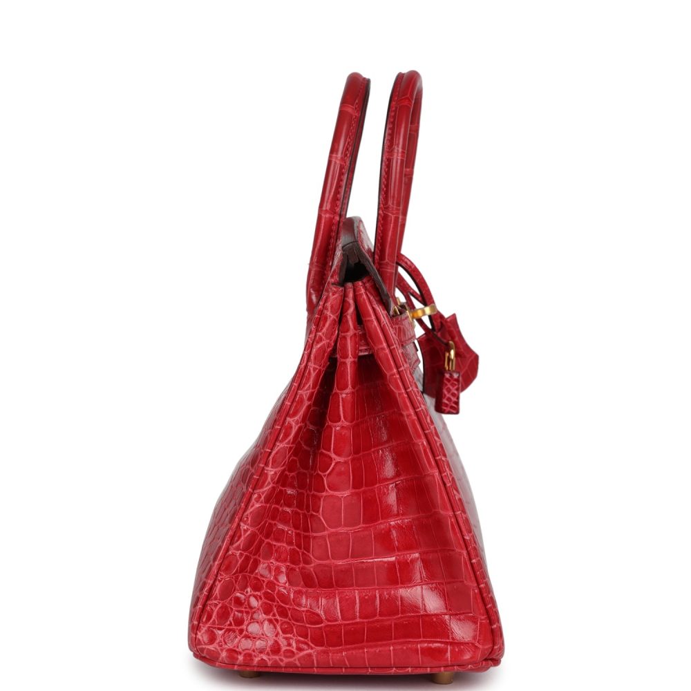 Hermes Birkin 25 Braise Shiny Porosus Crocodile Gold Hardware - Image 3