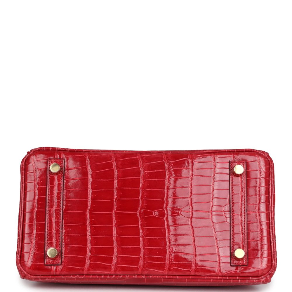 Hermes Birkin 25 Braise Shiny Porosus Crocodile Gold Hardware - Image 6