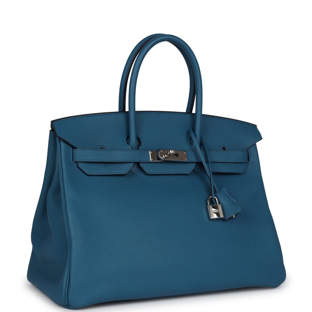 Pre-owned Hermes Birkin 35 Cobalt Togo Palladium Hardware - Image 2