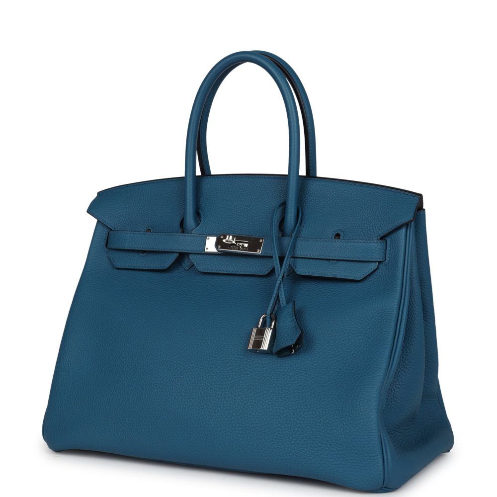 Pre-owned Hermes Birkin 35 Cobalt Togo Palladium Hardware - Image 5
