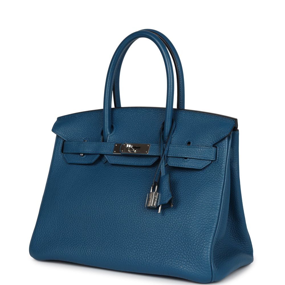 Pre-owned Hermes Birkin 30 Colvert Togo Palladium Hardware - Image 5