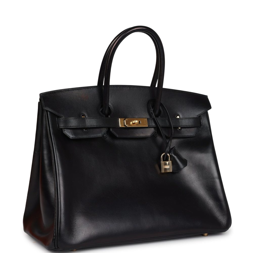 Pre-owned Hermes Birkin 35 Black Box Gold Hardware - Image 2