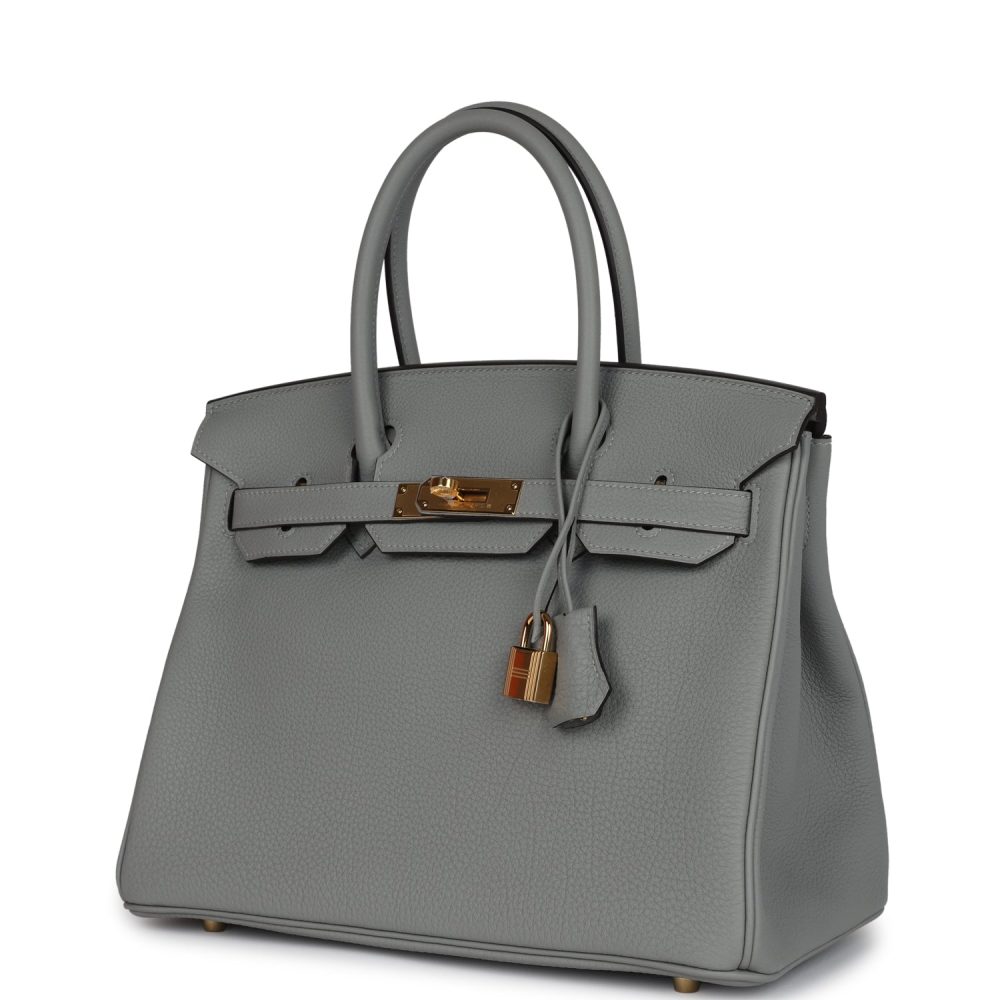 Hermes Birkin 30 Gris Mouette Togo Gold Hardware - Image 3